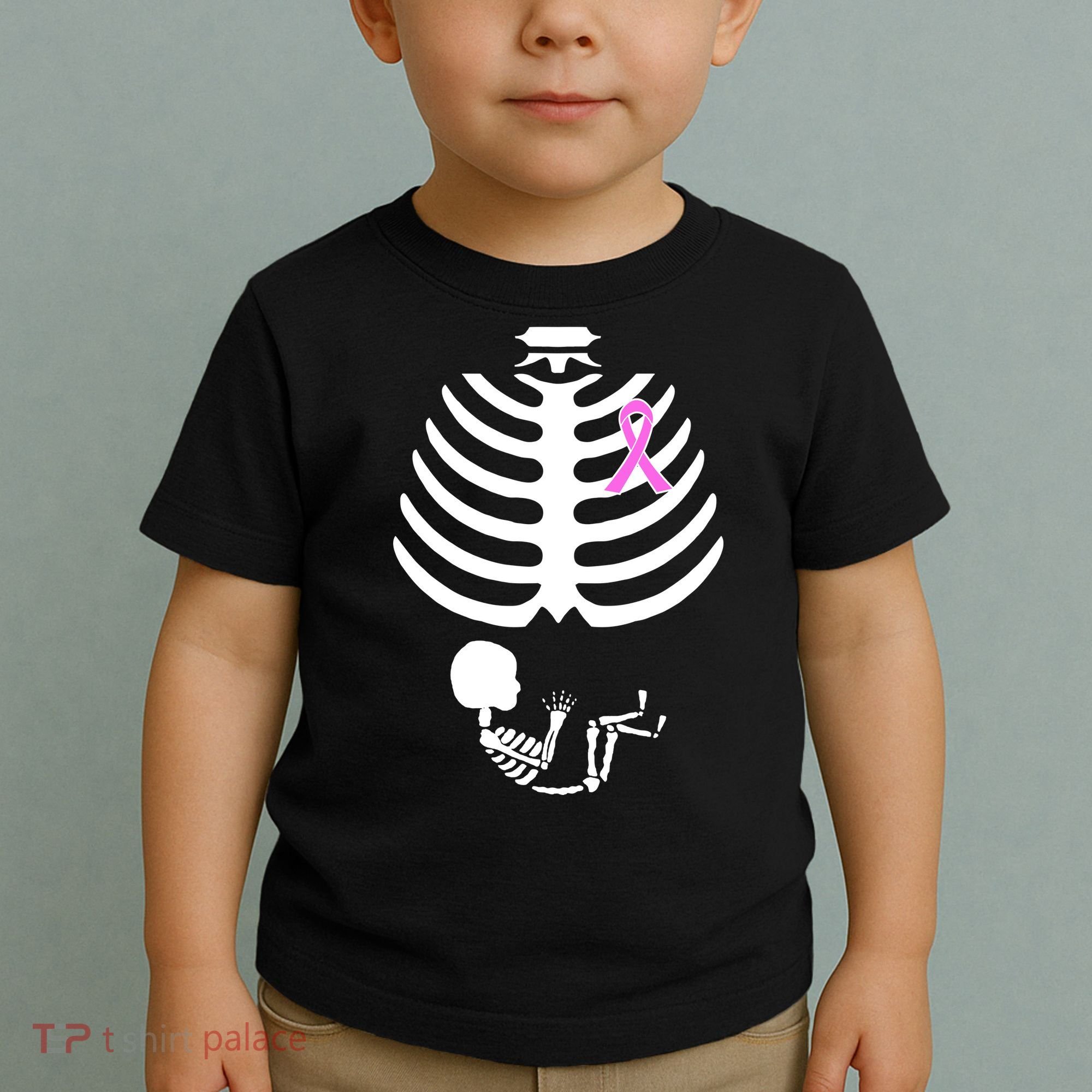 Baby Skeleton Breast Cancer Ribbon Toddler T-Shirt