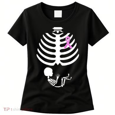 Baby Skeleton Breast Cancer Ribbon Women's T-Shirt