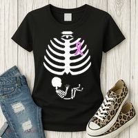 Baby Skeleton Breast Cancer Ribbon Women's T-Shirt thumb 3