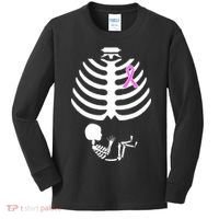 Baby Skeleton Breast Cancer Ribbon Kids Long Sleeve Shirt thumb 0