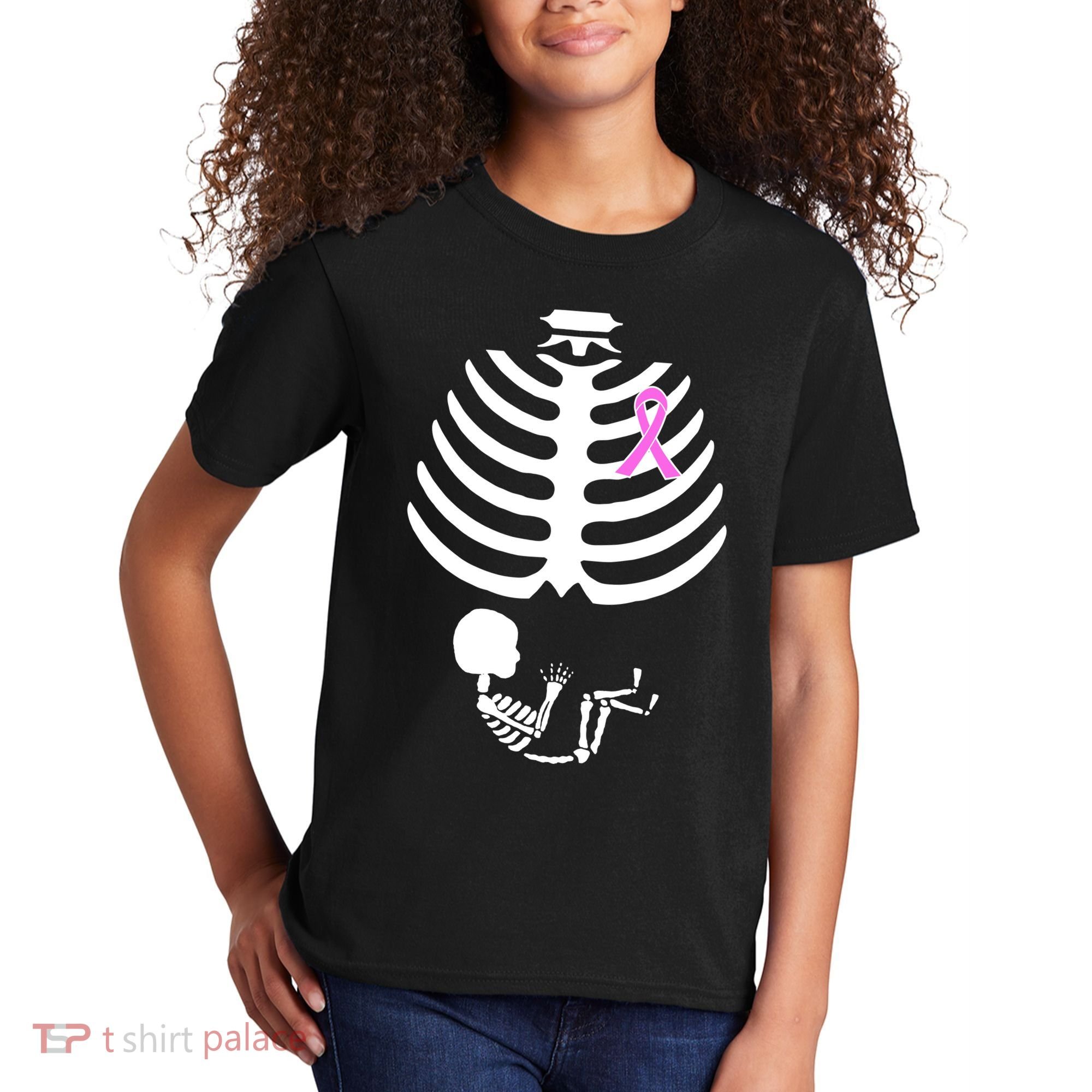 Baby Skeleton Breast Cancer Ribbon Kids T-Shirt