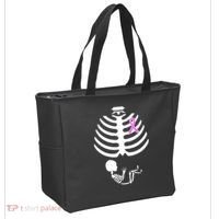 Baby Skeleton Breast Cancer Ribbon Tote Bag thumb 2