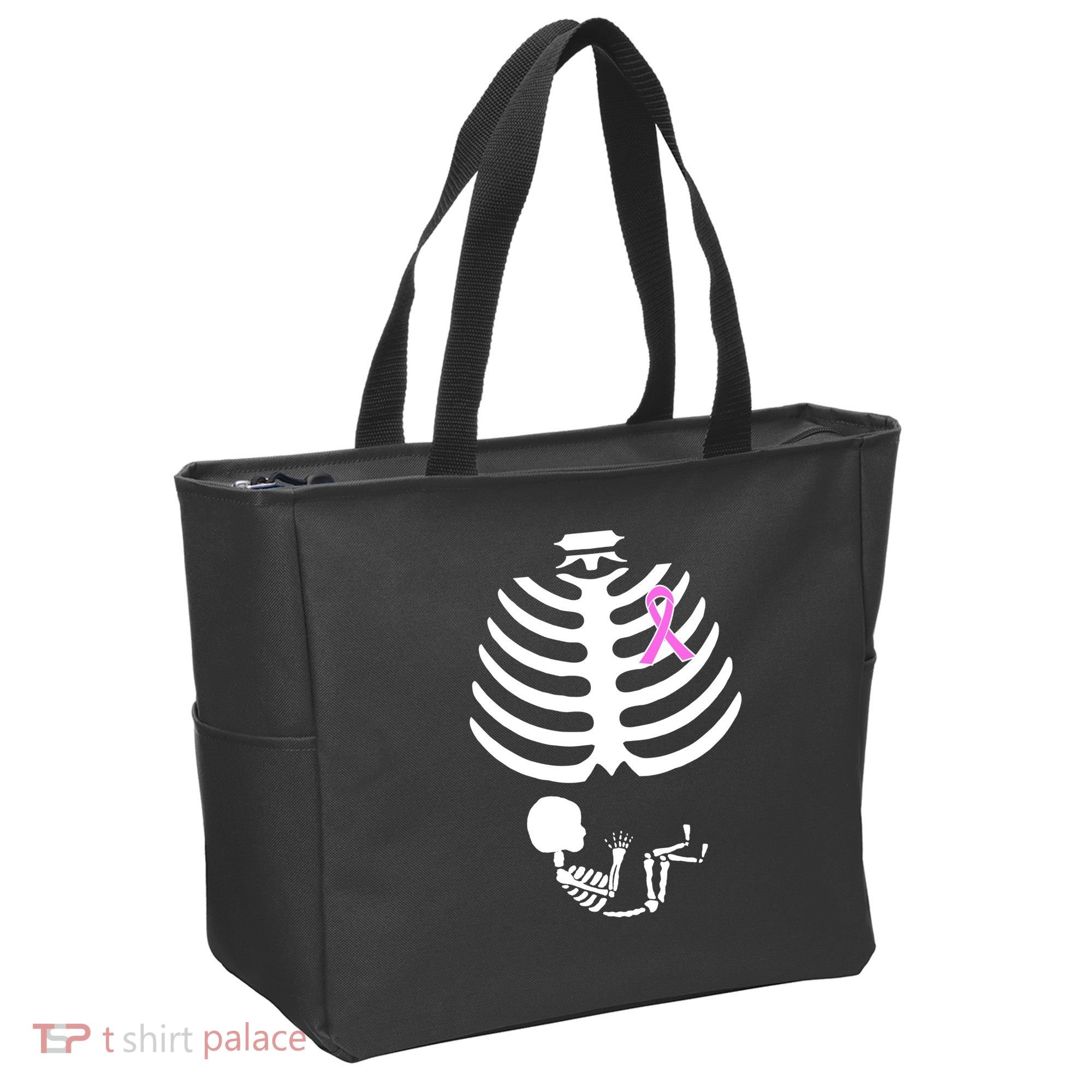 Baby Skeleton Breast Cancer Ribbon Tote Bag