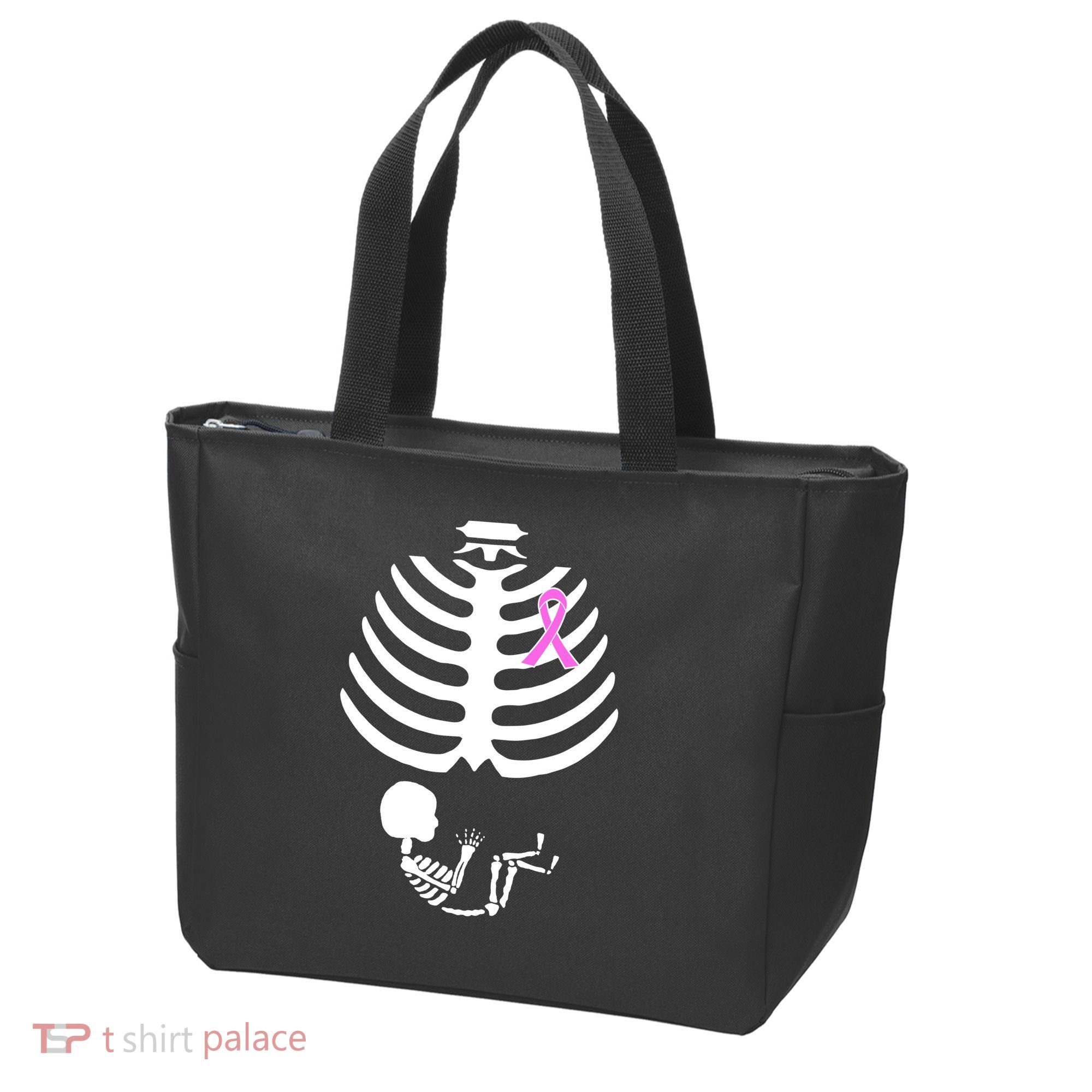Baby Skeleton Breast Cancer Ribbon Tote Bag
