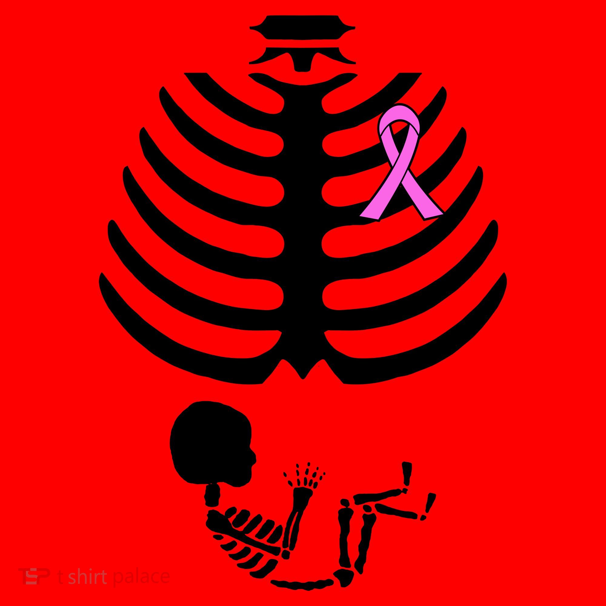 Baby Skeleton Breast Cancer Ribbon Santa Hat