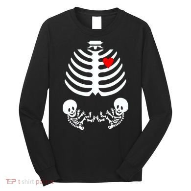 Baby Twins Skeleton Halloween Costume Long Sleeve Shirt