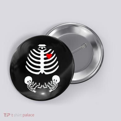 Baby Twins Skeleton Halloween Costume Button