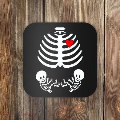 Baby Twins Skeleton Halloween Costume Coaster