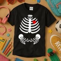 Baby Twins Skeleton Halloween Costume Kids T-Shirt thumb 3