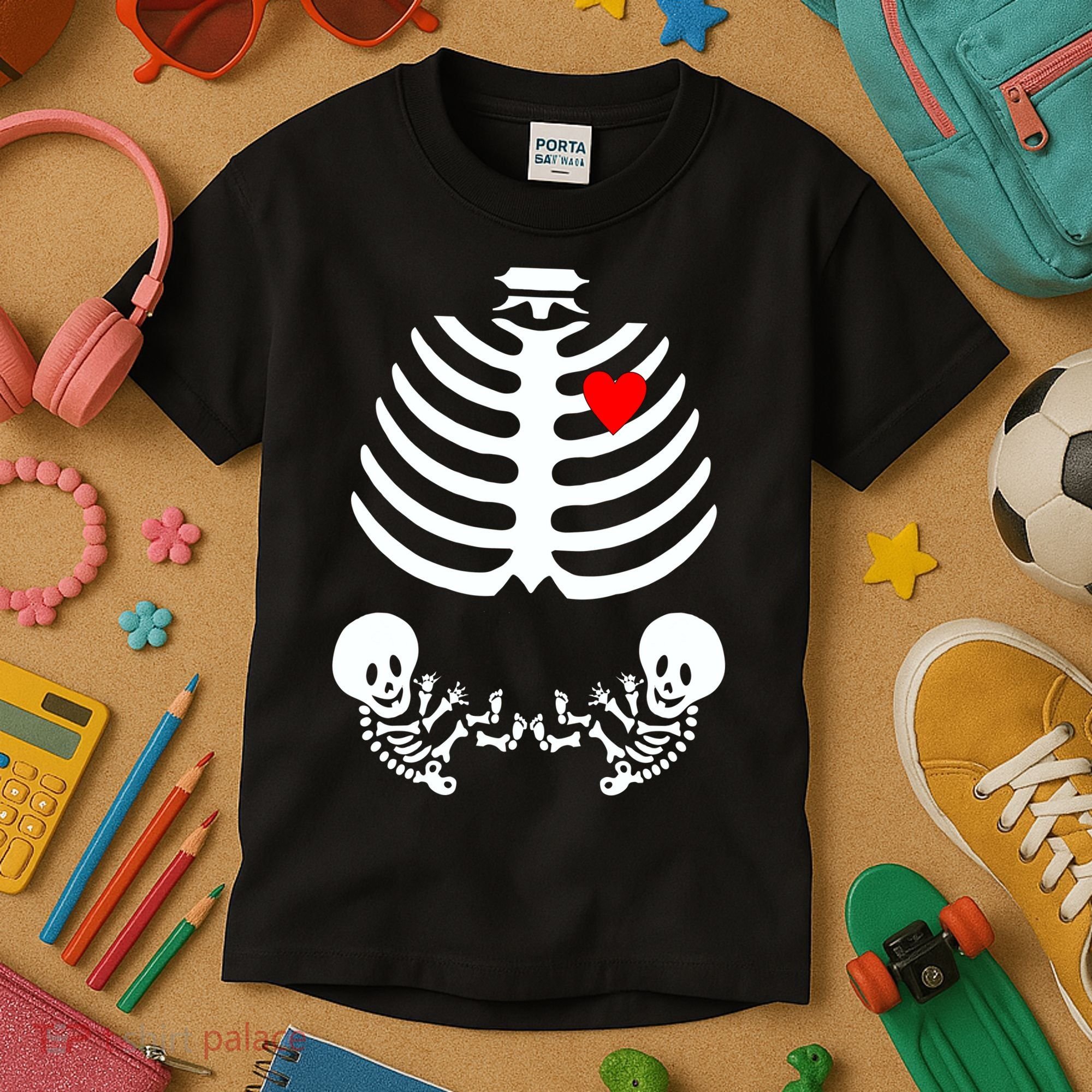 Baby Twins Skeleton Halloween Costume Kids T-Shirt