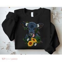 Black Angus Calf Cow Farm Animals Farmer Cow Farming Sweatshirt thumb 2