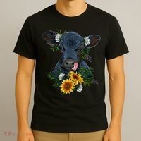 Black Angus Calf Cow Farm Animals Farmer Cow Farming T-Shirt thumb 3