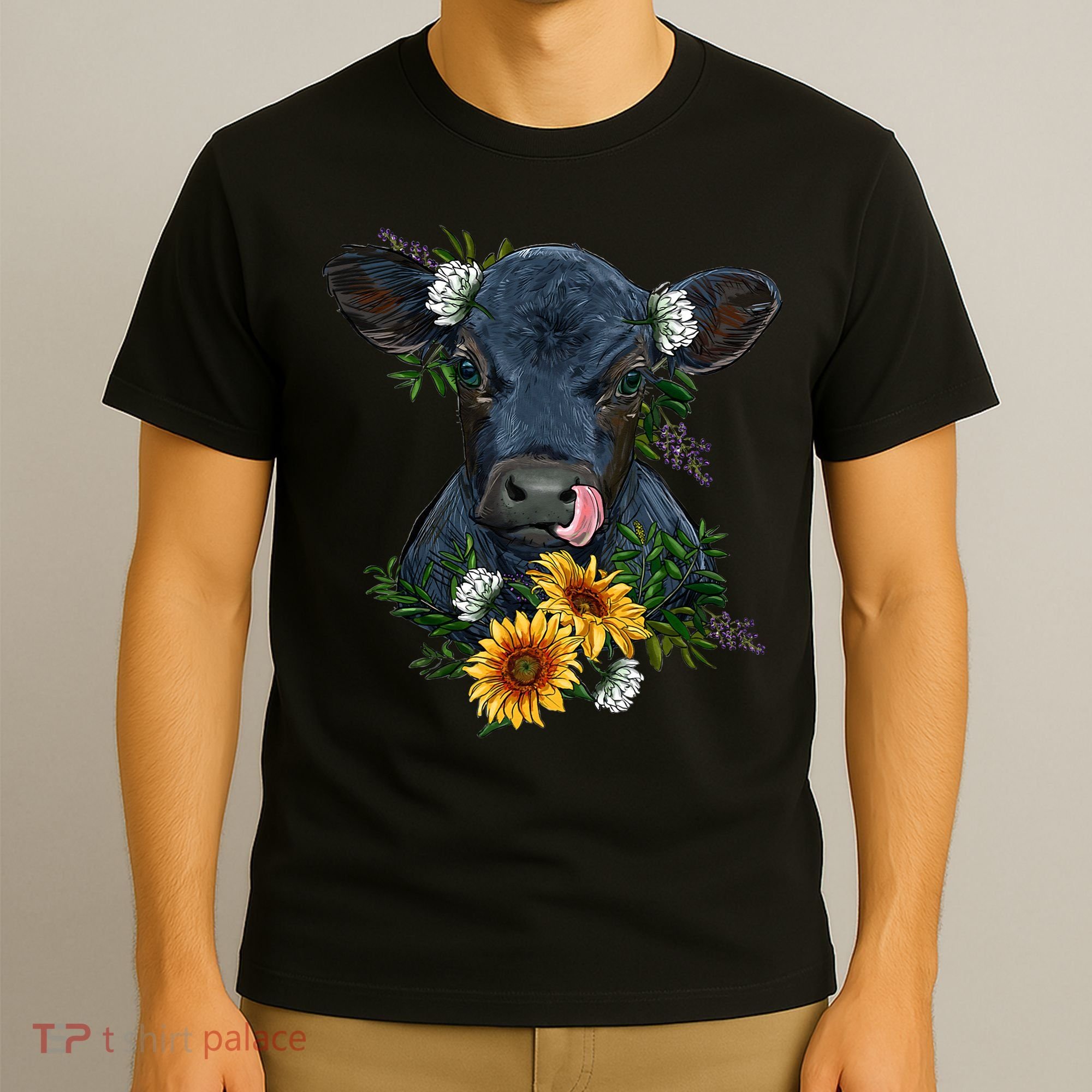 Black Angus Calf Cow Farm Animals Farmer Cow Farming T-Shirt
