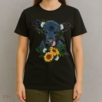 Black Angus Calf Cow Farm Animals Farmer Cow Farming T-Shirt thumb 4