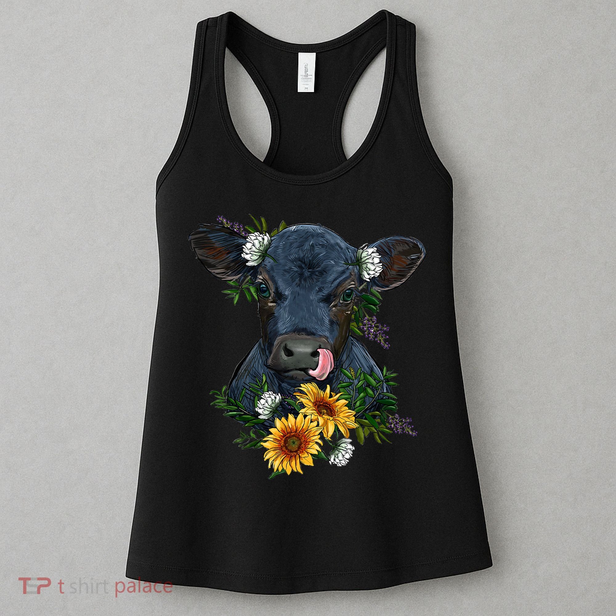 Black Angus Calf Cow Farm Animals Farmer Cow Farming Women's Tank Top