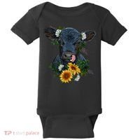 Black Angus Calf Cow Farm Animals Farmer Cow Farming Baby Bodysuit thumb 0