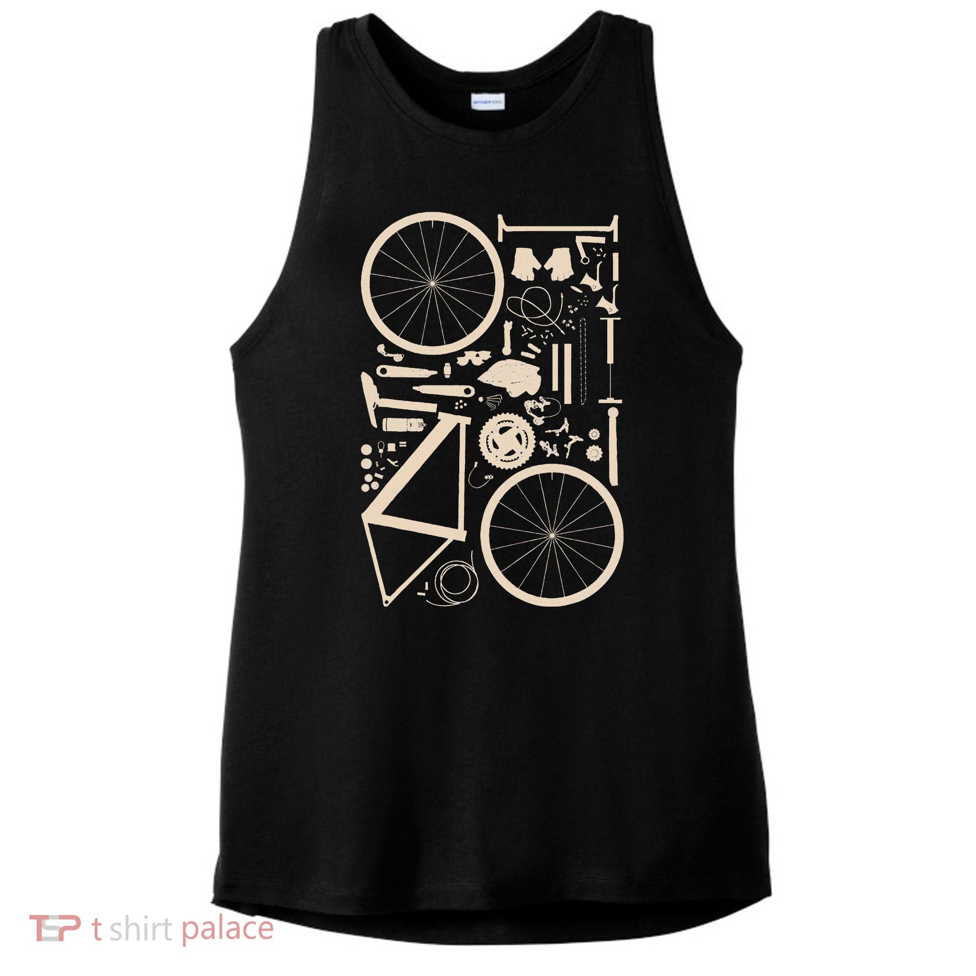 Bicycle Anatomy Cycling Cyclist Biker Ladies PosiCharge Tri-Blend Wicking Tank