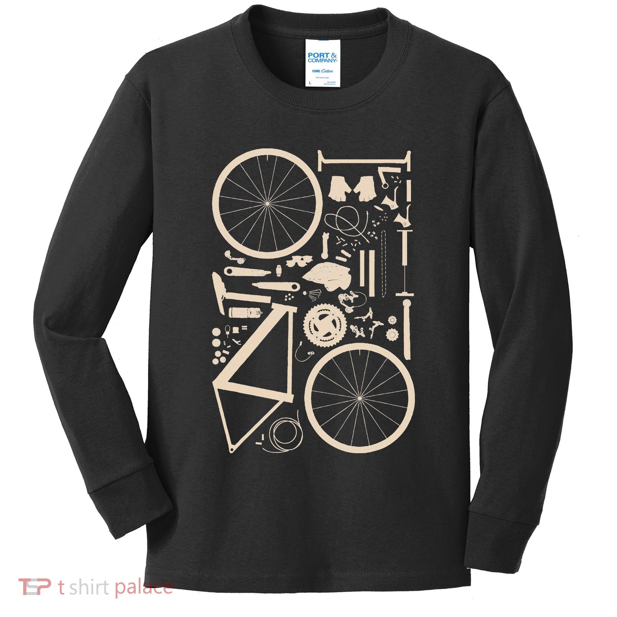 Bicycle Anatomy Cycling Cyclist Biker Kids Long Sleeve Shirt