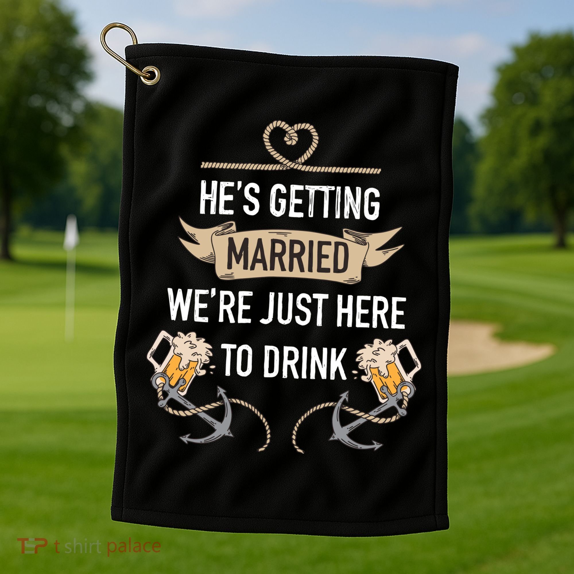 Bachelor Groom Drinking Golf Towel