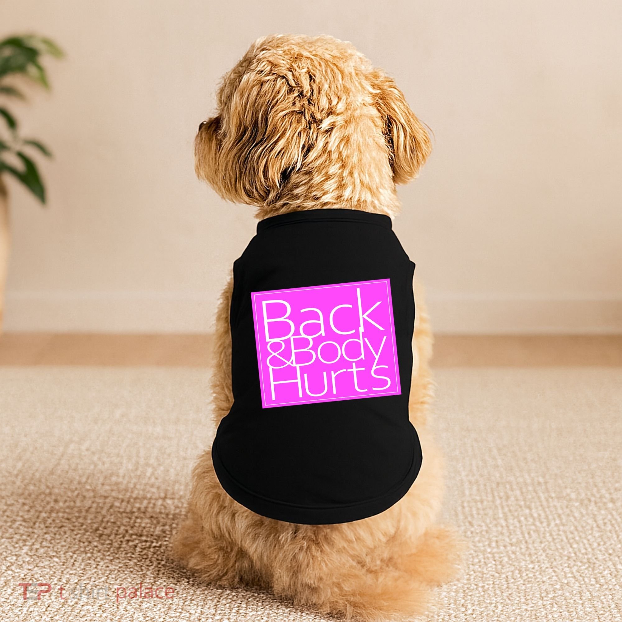 Back & Body Hurts Pink Logo Doggie Tank