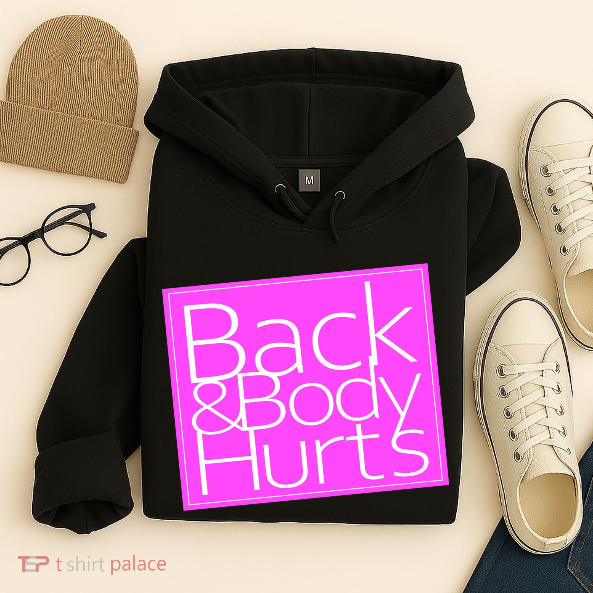 Back & Body Hurts Pink Logo Hoodie