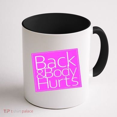 Back & Body Hurts Pink Logo Coffee Mug back