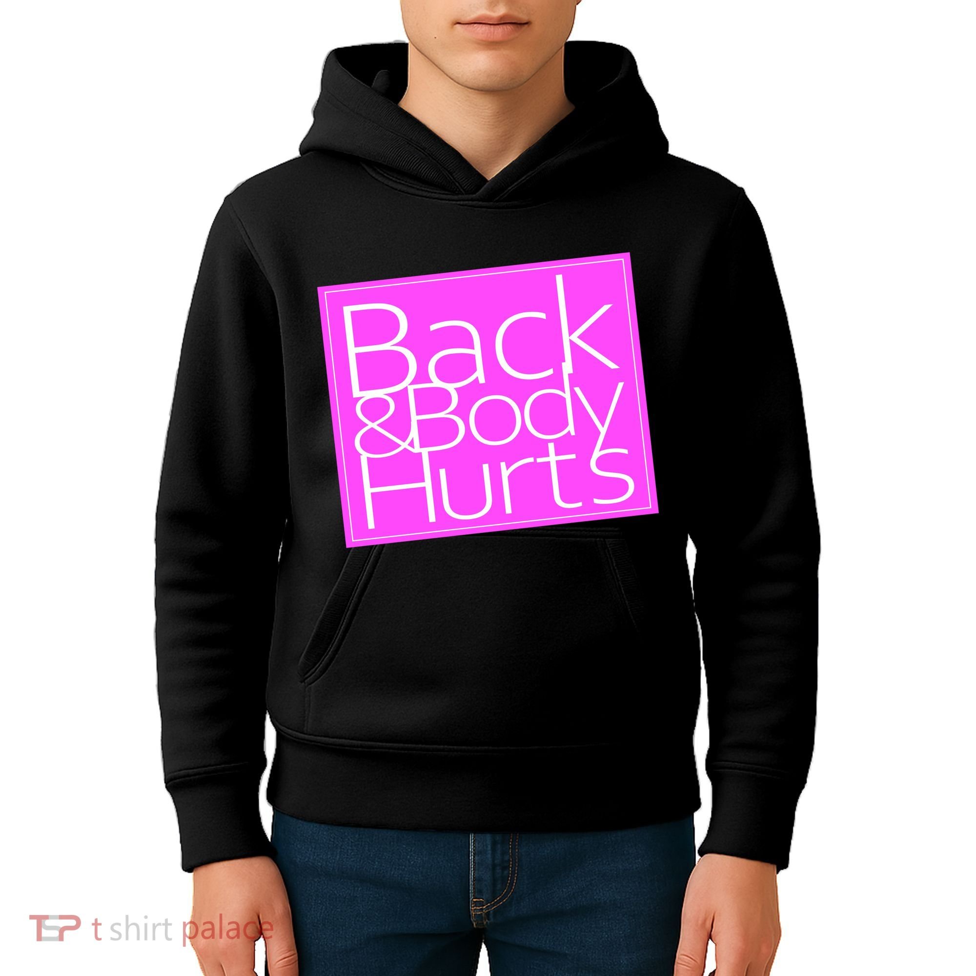 Back & Body Hurts Pink Logo Kids Hoodie