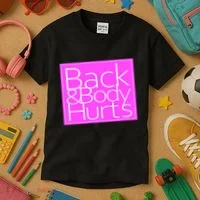 Back & Body Hurts Pink Logo Kids T-Shirt thumb 3