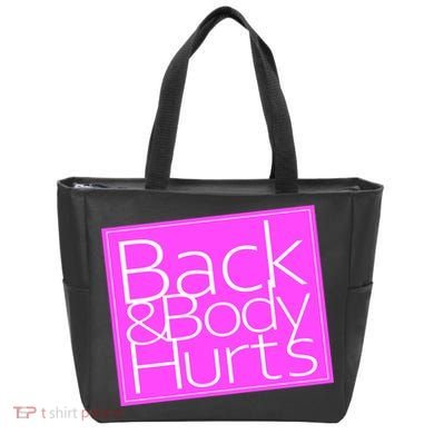 Back & Body Hurts Pink Logo Tote Bag