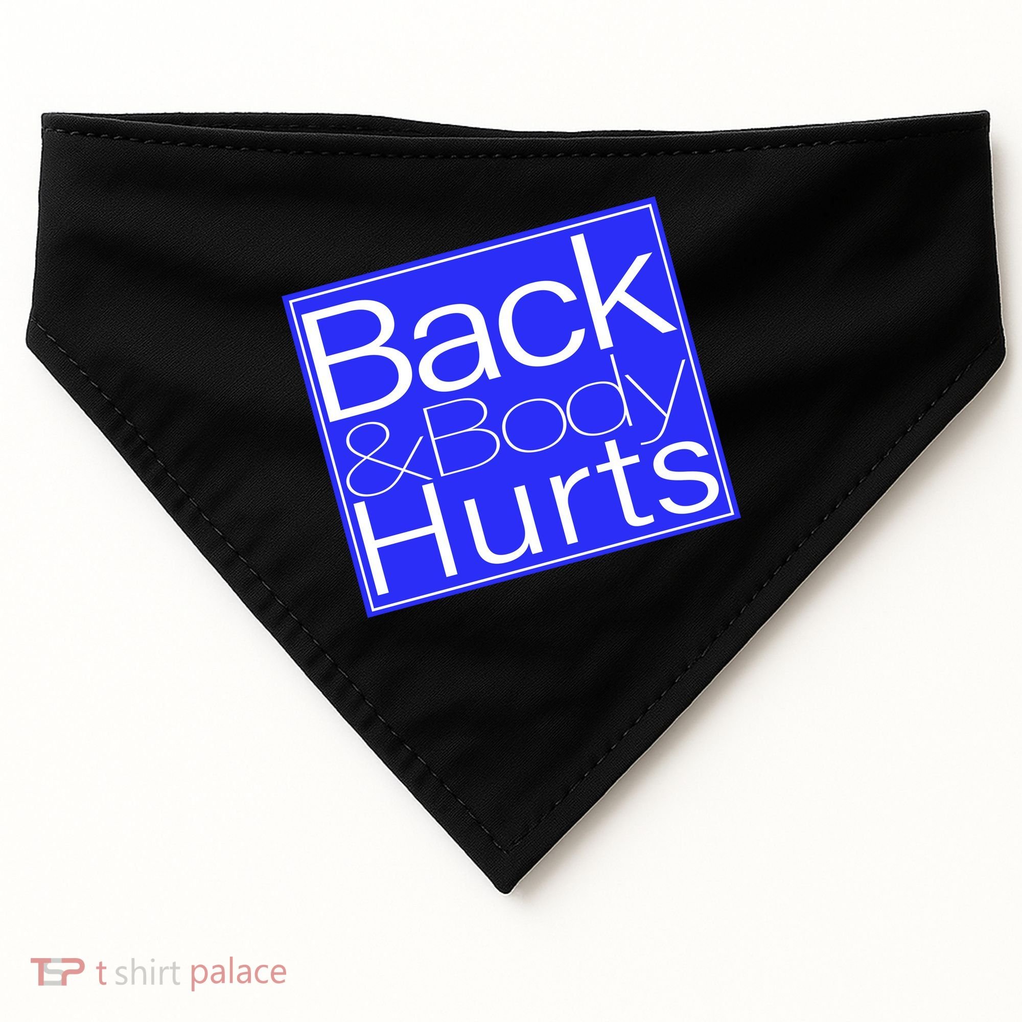 Back and Body Hurts Blue Logo USA-Made Doggie Bandana