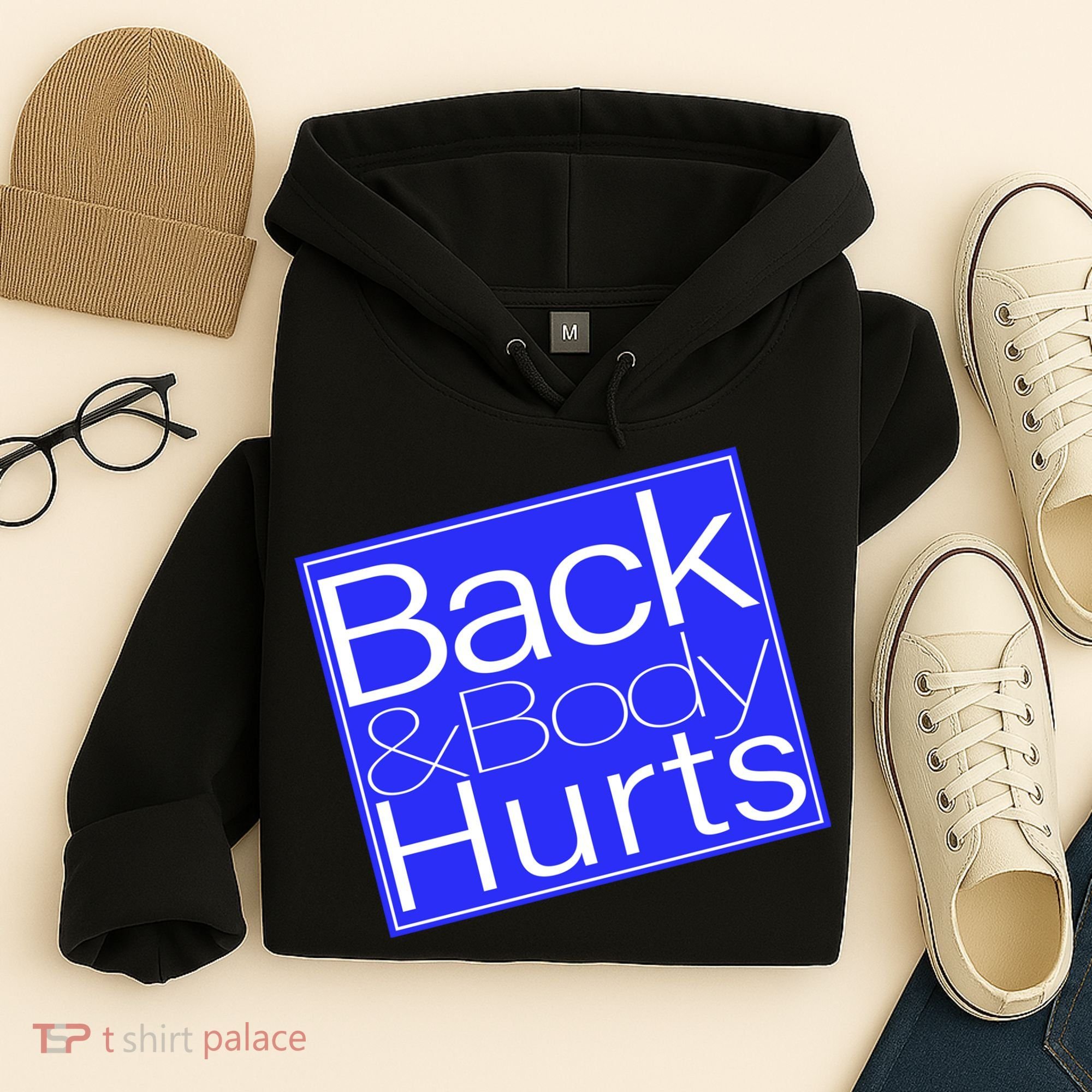 Back and Body Hurts Blue Logo Hoodie