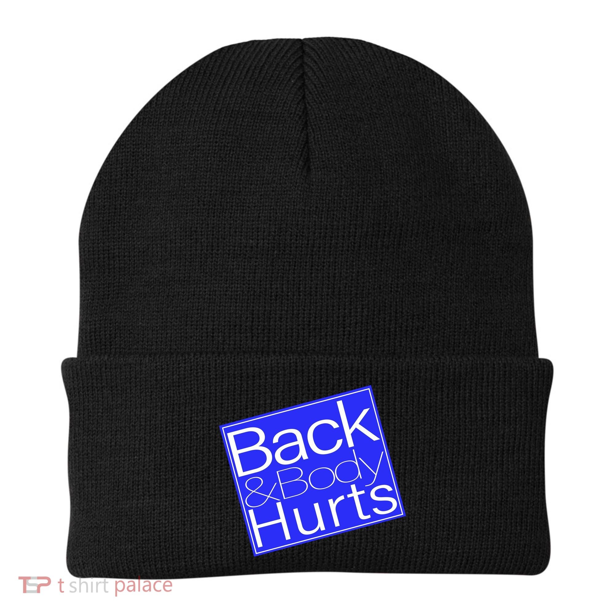 Back and Body Hurts Blue Logo Beanie