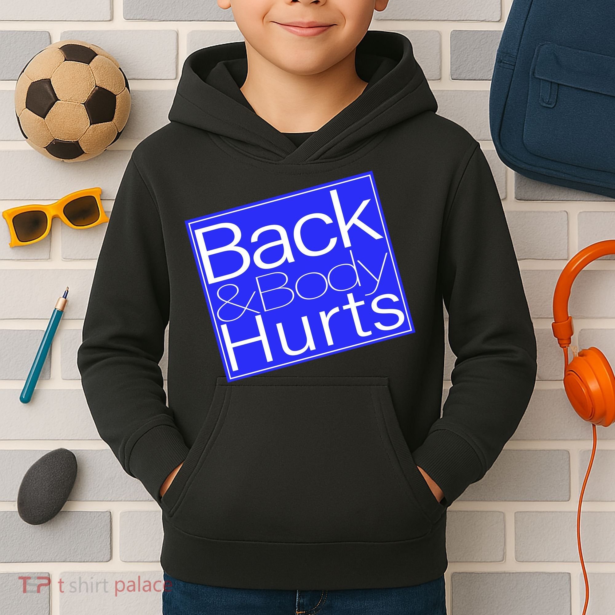 Back and Body Hurts Blue Logo Kids Hoodie