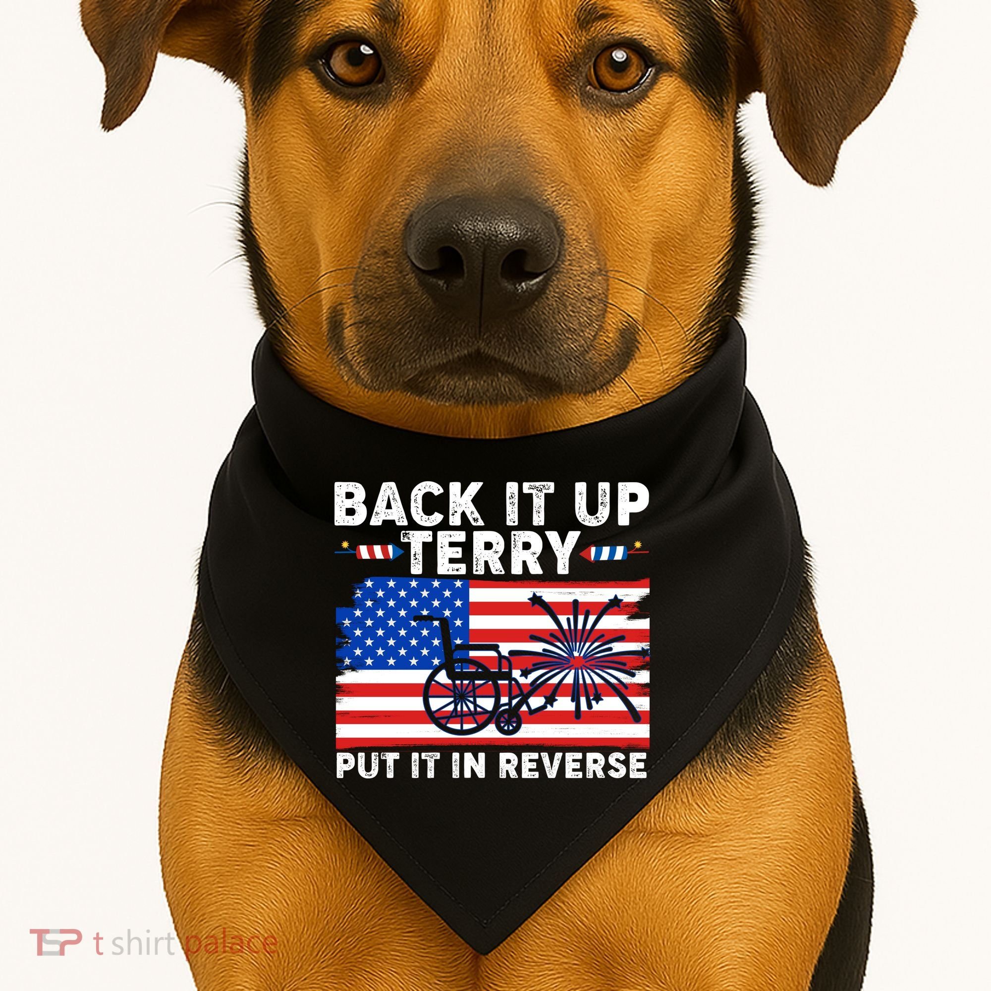 Back It Up Terry Put It In Reverse Funny Fireworks USA-Made Doggie Bandana