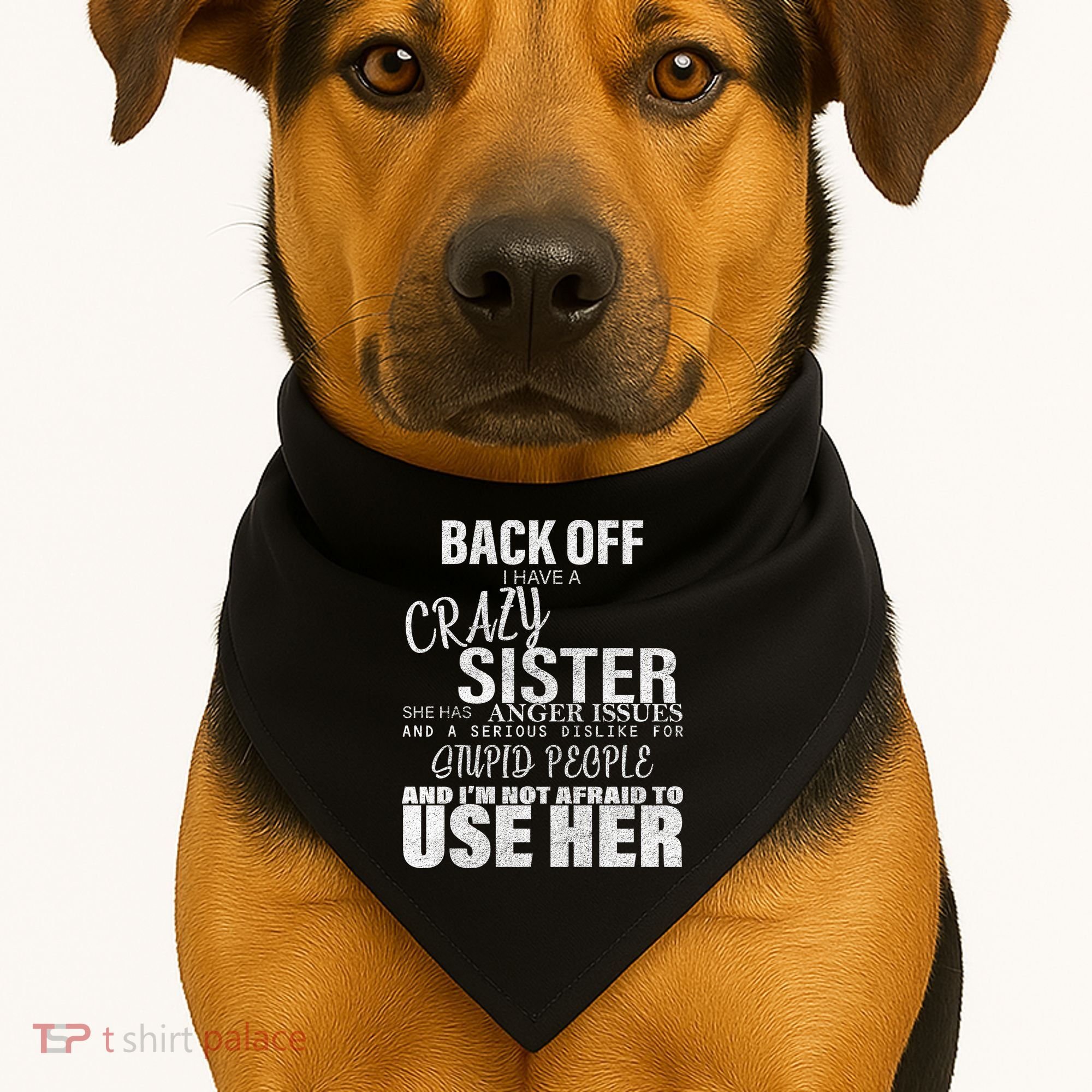 Back Off I Have A Crazy Sister Funny USA-Made Doggie Bandana