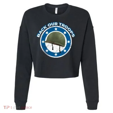 Back Our Troops Cropped Pullover Crew