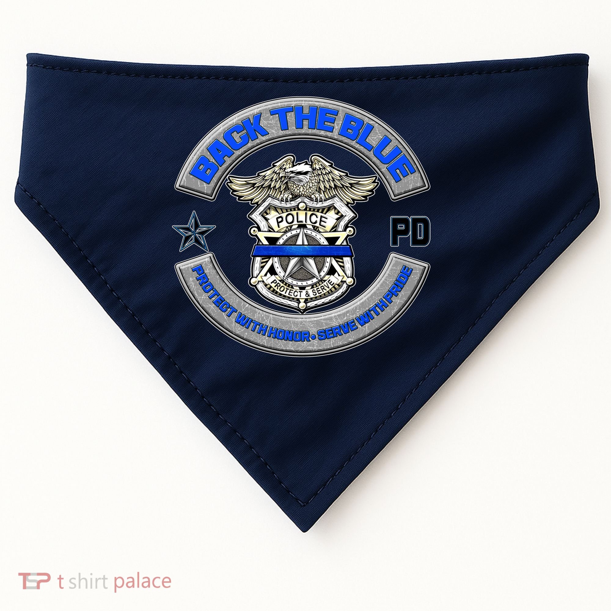 Back The Blue Police Protect And Serve USA-Made Doggie Bandana
