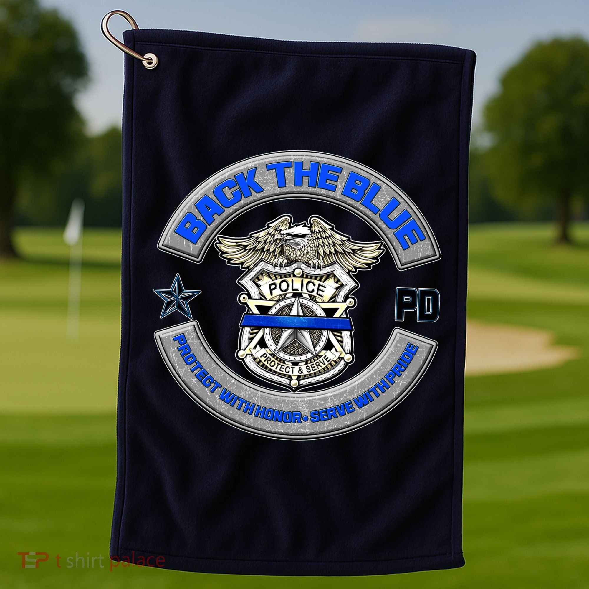 Back The Blue Police Protect And Serve Golf Towel