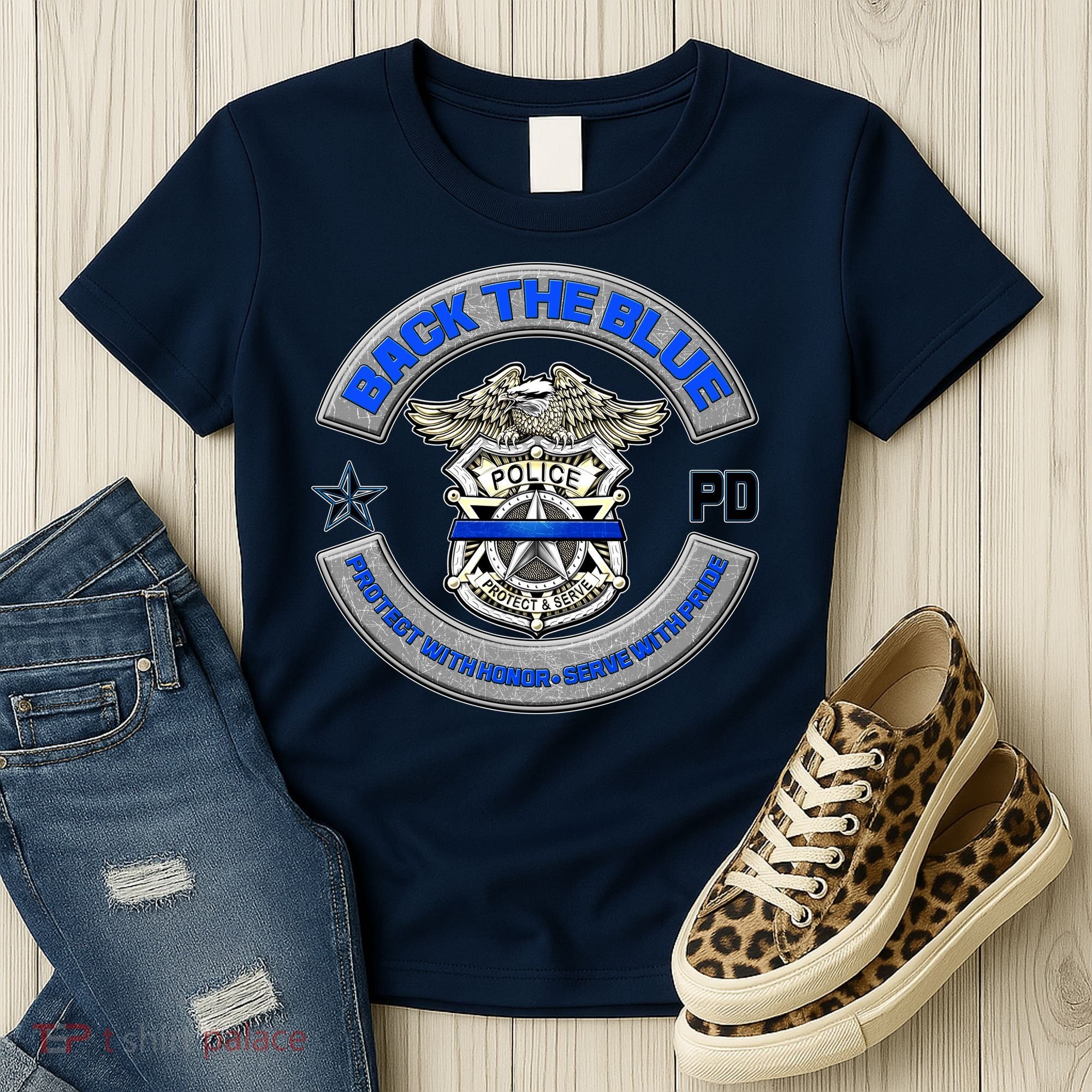 Back The Blue Police Protect And Serve Women's T-Shirt