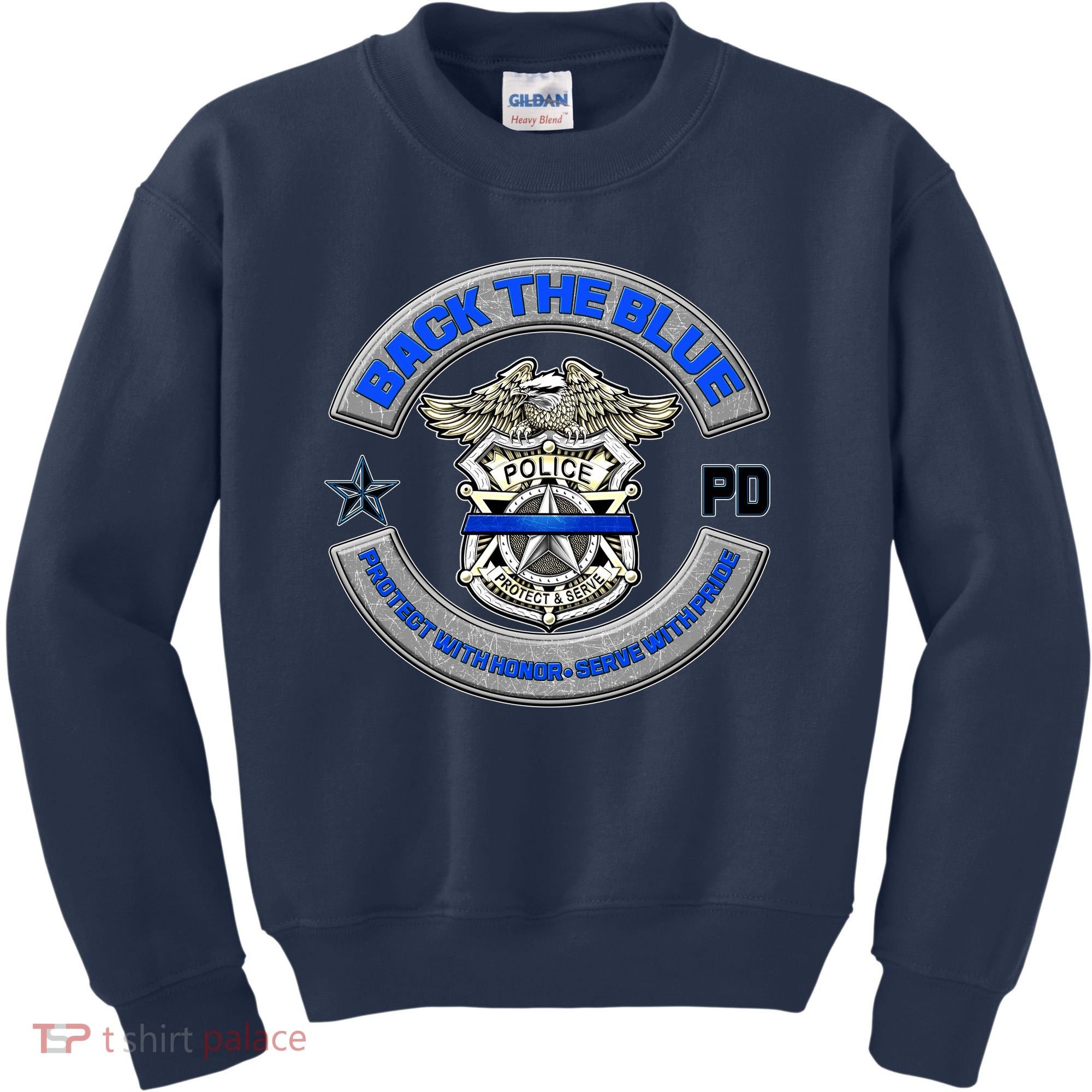 Back The Blue Police Protect And Serve Kids Sweatshirt