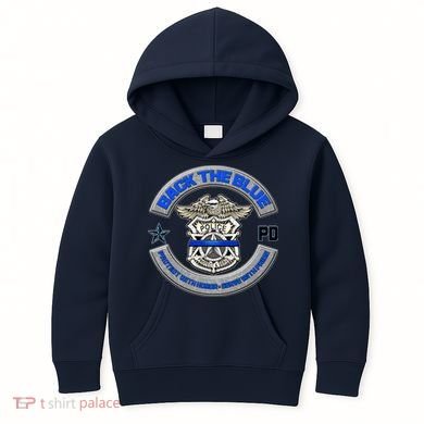 Back The Blue Police Protect And Serve Kids Hoodie