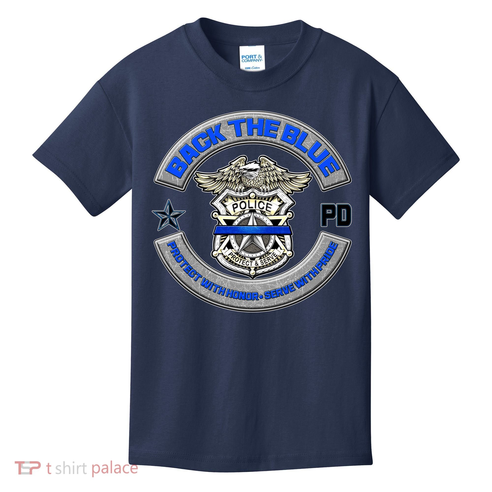 Back The Blue Police Protect And Serve Kids T-Shirt