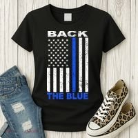 Back The Blue Support Our Police Women's T-Shirt thumb 3