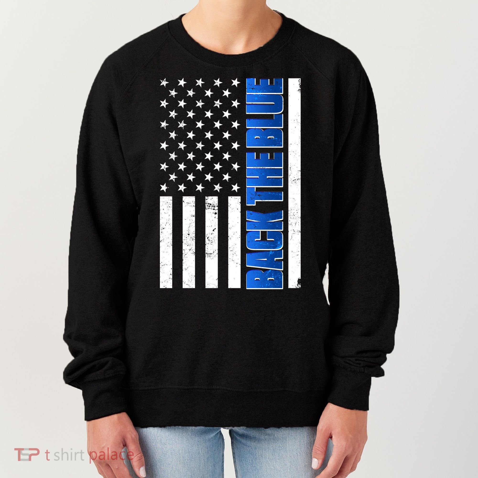 Back The Blue Thin Blue Line US Flag Women's Sweatshirt