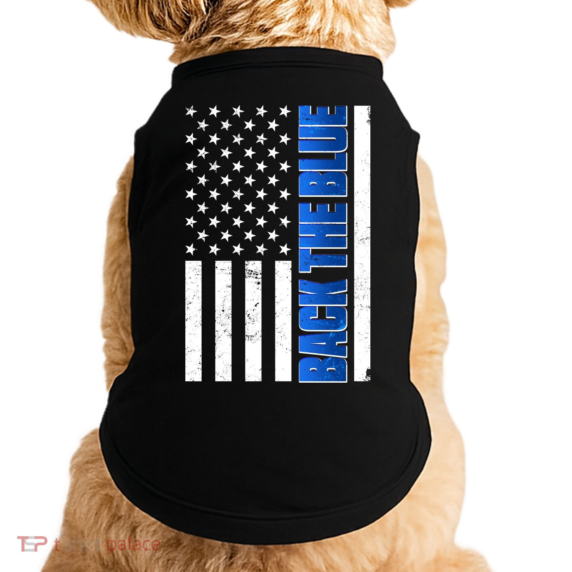 Back The Blue Thin Blue Line US Flag Doggie Tank