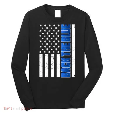 Back The Blue Thin Blue Line US Flag Long Sleeve Shirt