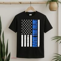 Back The Blue Thin Blue Line US Flag T-Shirt thumb 2
