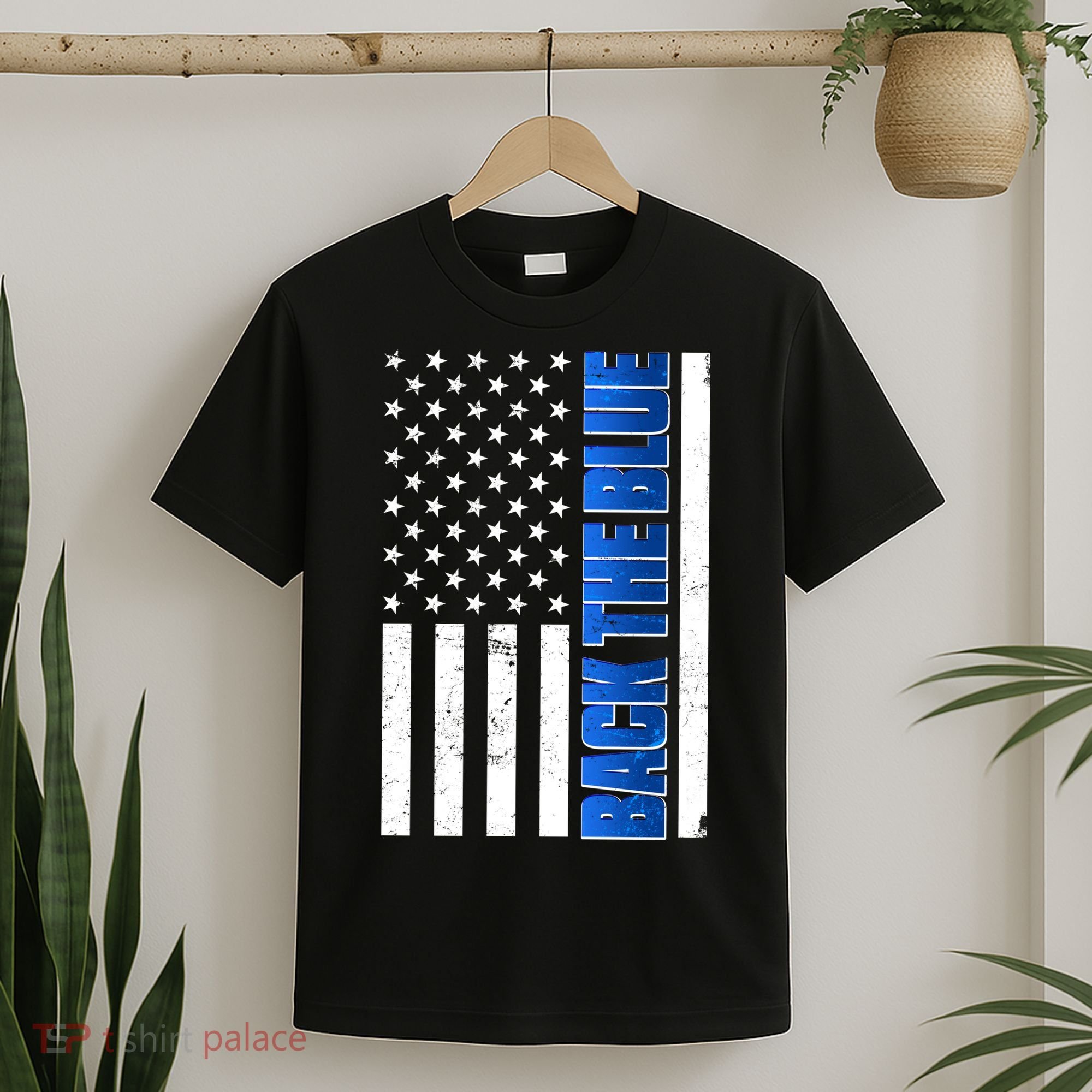 Back The Blue Thin Blue Line US Flag T-Shirt