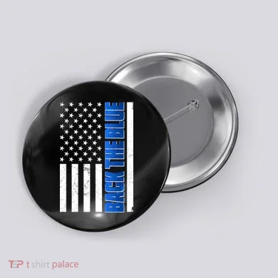 Back The Blue Thin Blue Line US Flag Button