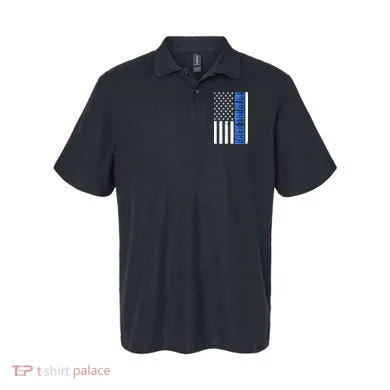 Back The Blue Thin Blue Line US Flag Polo